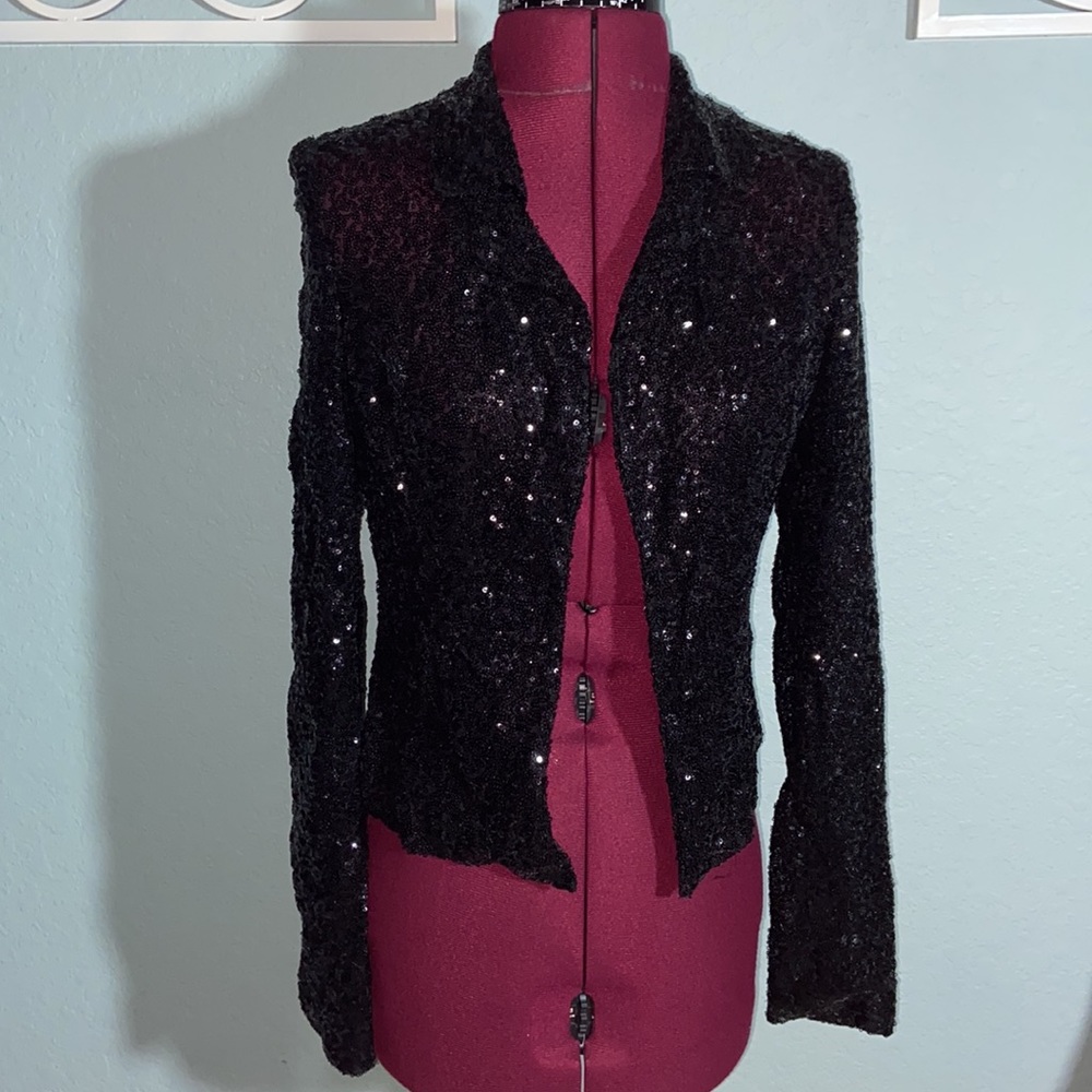 Aidan Mattox Sequin Long Sleeve Open Jacket - image 2